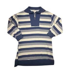 umgee Women's Striped Quarter Zip Pullover dress size small